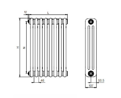 Стальной трубчатый радиатор RIFAR TUBOG TUB 3057-10-TI (Титан)