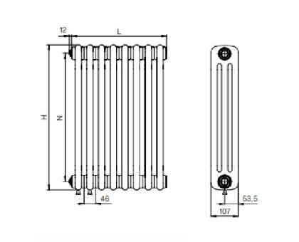 Стальной трубчатый радиатор RIFAR TUBOG TUB 3057-14-DV1