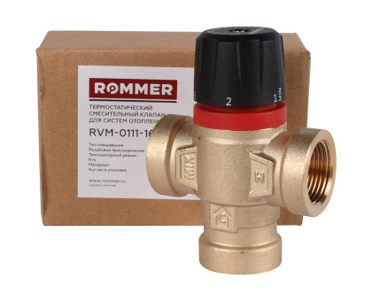 ROMMER RVM-0111-164320 Термостатический смесительный клапан для систем отопления и ГВС 3/4  ВР 20-43°С KV 1,6 (боковое смешивание)