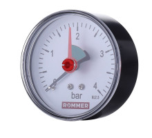 RIM-0007-500408 Манометр ROMMER аксиальный с указателем предела. Корпус Dn 50 мм 1/4 BSP, 0...4 бар, кл.2.5