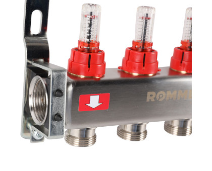 ROMMER RMS-1200-000004 ROMMER Коллектор из нержавеющей стали с расходомерами 4 вых.