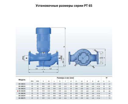 Циркуляционный насос In-Line PURITY PT 65-310/30