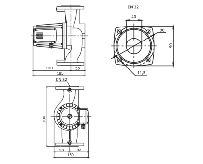 Циркуляционный насос Shinhoo Basic 32-8SF