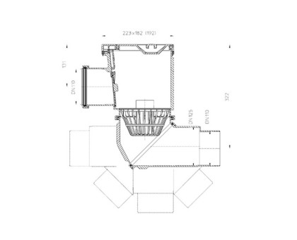 Дождеприемник Hutterer & Lechner с гор. вход. патрубком, выпуском, DN 110/125
