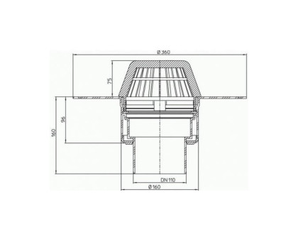 Кровельная воронка Hutterer & Lechner с листвоуловителем, с теплоизоляцией, с корпусом ПВХ, с вертикальным выпуском, с фланцем для ПВХ гидроизоляции, DN 110 [Арти...