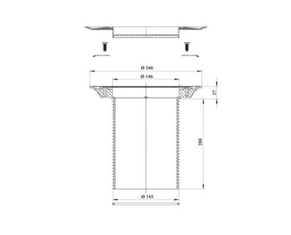 Надставной элемент Hutterer & Lechner для трапов серий HL 3100 - HL 5100, DN 146 мм