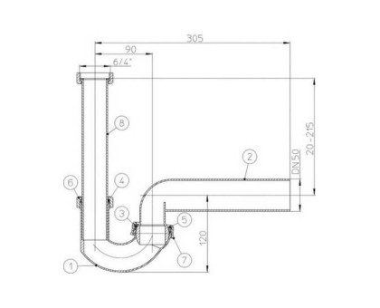 Сифон Hutterer & Lechner с шаровым шарниром, DN 50х6/4"