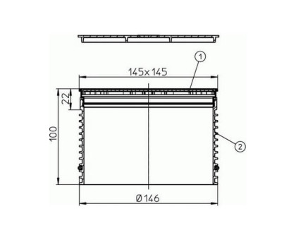 Надставной элемент Hutterer & Lechner с решеткой 138x138 мм, без сифона, высота 100 мм, DN 146 мм (Россия)