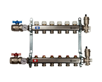 Коллектор из нержавеющей стали Stout в сборе без расходомеров 6 вых. (SMS-0912-000006)