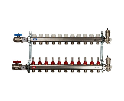 Коллектор из нержавеющей стали Stout в сборе с расходомерами 11 вых. (SMS-0907-000011)