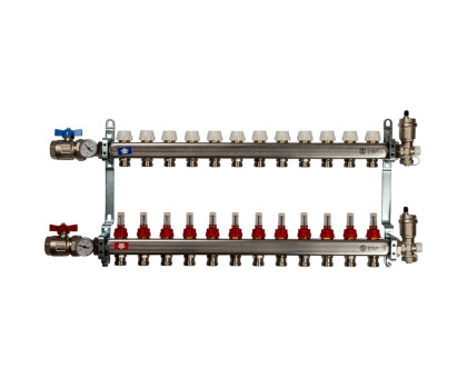 Коллектор из нержавеющей стали Stout в сборе с расходомерами 12 вых. (SMS-0907-000012)