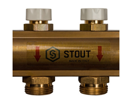 Распределительный коллектор Stout из латуни без расходомеров 8 вых. (SMB-0468-000008)